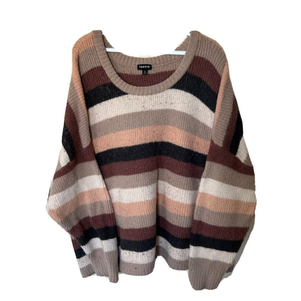 Torrid Rainbow Color Block Stripe Crewneck Sweater - image 1